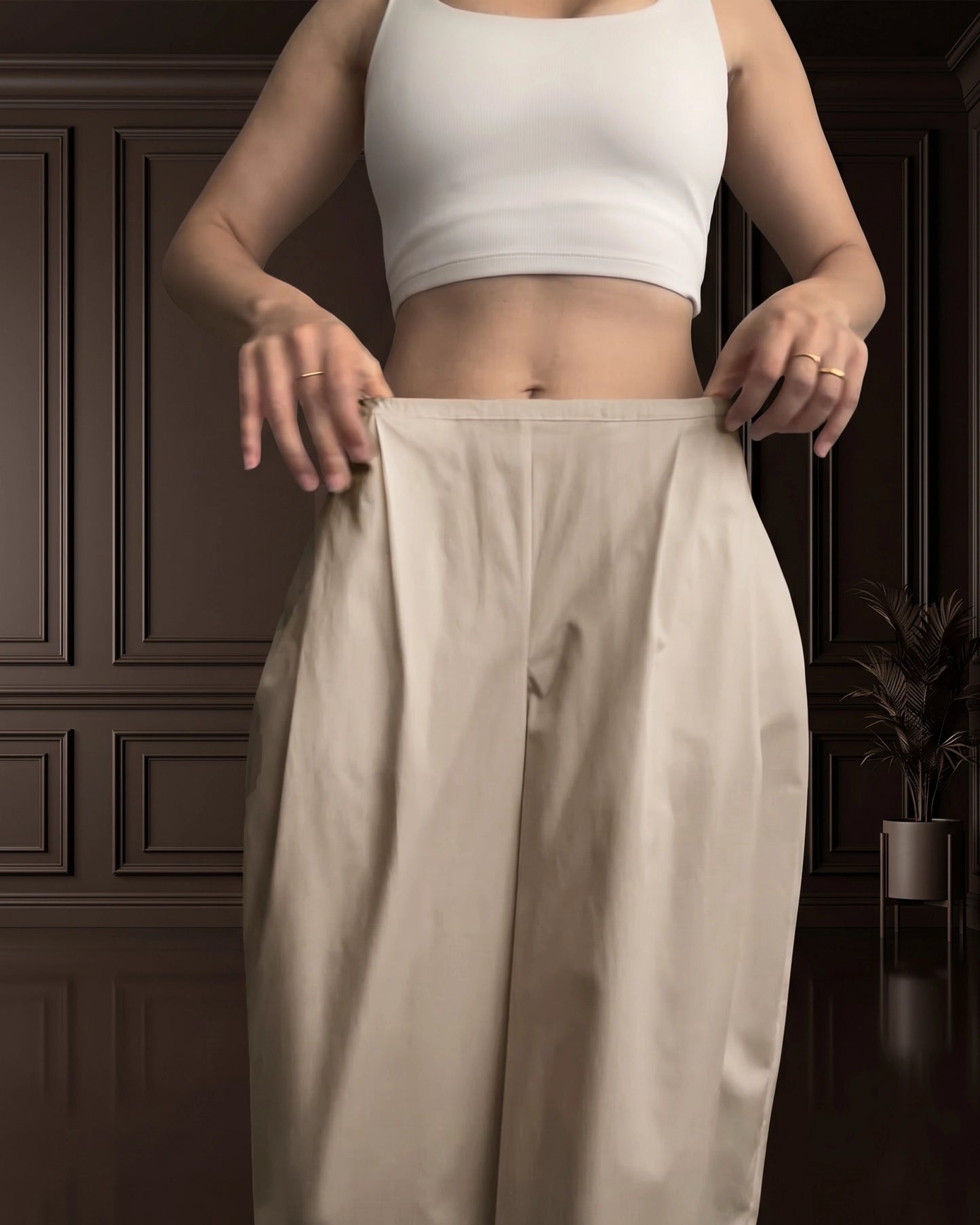 Burcu Aslan TOTAL OUTFIT BONE, COTTON SET WITH FUNCTIONAL COLLAR (2-PIECE PANTS/SHIRT SET)