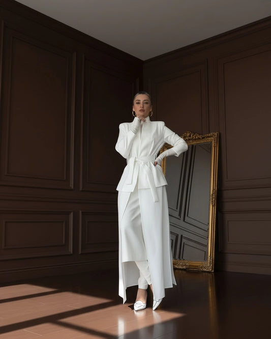 Burcu Aslan Jacket NOKITA WHITE LONG MODERN ABAYA