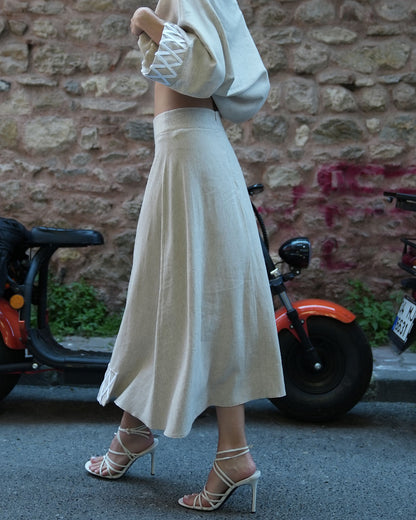 Burcu Aslan Skirt LANE LINEN SKIRT