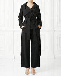 Burcu Aslan TOTAL OUTFIT BLACK, COTTON SET WITH FUNCTIONAL COLLAR (2-PIECE PANTS/SHIRT SET)