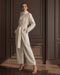 Burcu Aslan TOTAL OUTFIT BONE, COTTON SET WITH FUNCTIONAL COLLAR (2-PIECE PANTS/SHIRT SET)