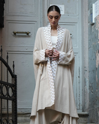Burcu Aslan Kimono KUARK LINEN CAFTAN KIMONO