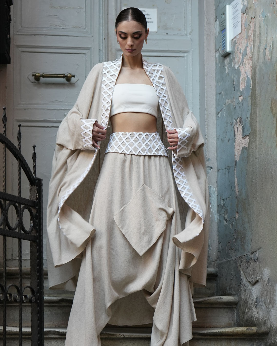 Burcu Aslan Kimono KUARK LINEN CAFTAN KIMONO