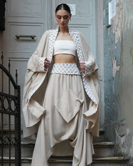 Burcu Aslan Kimono KUARK LINEN CAFTAN KIMONO