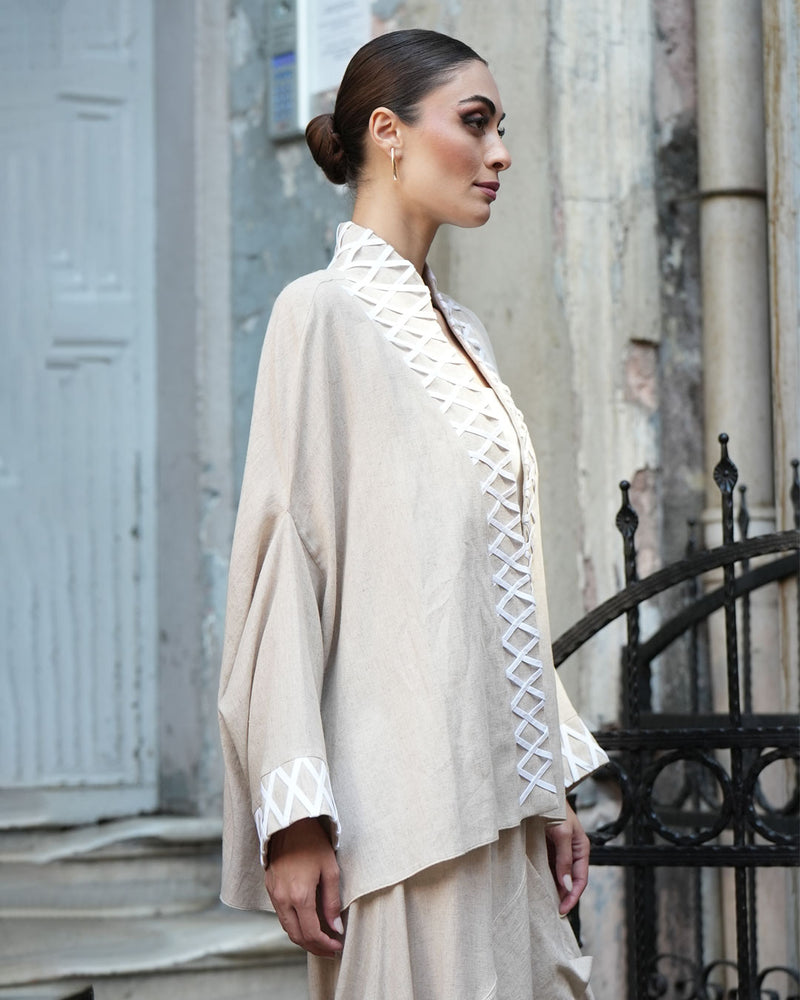 DONU LEINENJACKE KURZER KIMONO