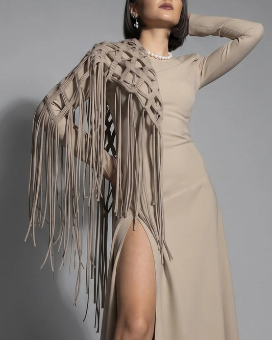 Burcu Aslan Shawl API FRINGED HANDMADE SHOLDER SHAWL/ ACCESSORIES/ NECKLACE