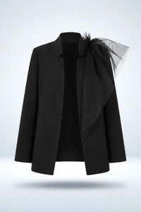 BATU LIGHTWEIGHT OVERSIZED BLACK JACKET WITH TULLE DETAIL ON ONE SHOULDER