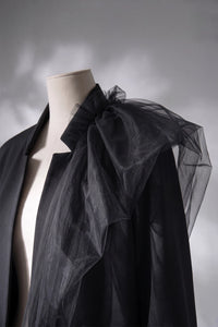 BATU LIGHTWEIGHT OVERSIZED BLACK JACKET WITH TULLE DETAIL ON ONE SHOULDER