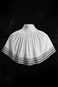 HOTA HIGH NECK CRYSTAL BLACK EMBROIDERED WHITE CAPE
