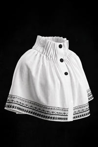 HOTA HIGH NECK CRYSTAL BLACK EMBROIDERED WHITE CAPE