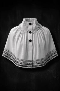 HOTA HIGH NECK CRYSTAL BLACK EMBROIDERED WHITE CAPE