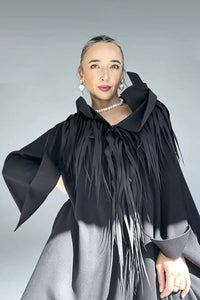 KERO FRINGED AVANTGARDE COLLAR CAFTAN DRESS
