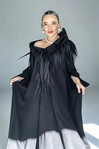 KERO FRINGED AVANTGARDE COLLAR CAFTAN DRESS