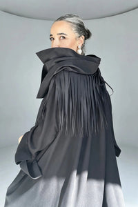KERO FRINGED AVANTGARDE COLLAR CAFTAN DRESS