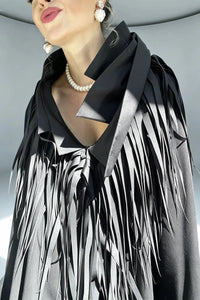 KERO FRINGED AVANTGARDE COLLAR CAFTAN DRESS