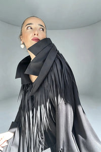 KERO FRINGED AVANTGARDE COLLAR CAFTAN DRESS