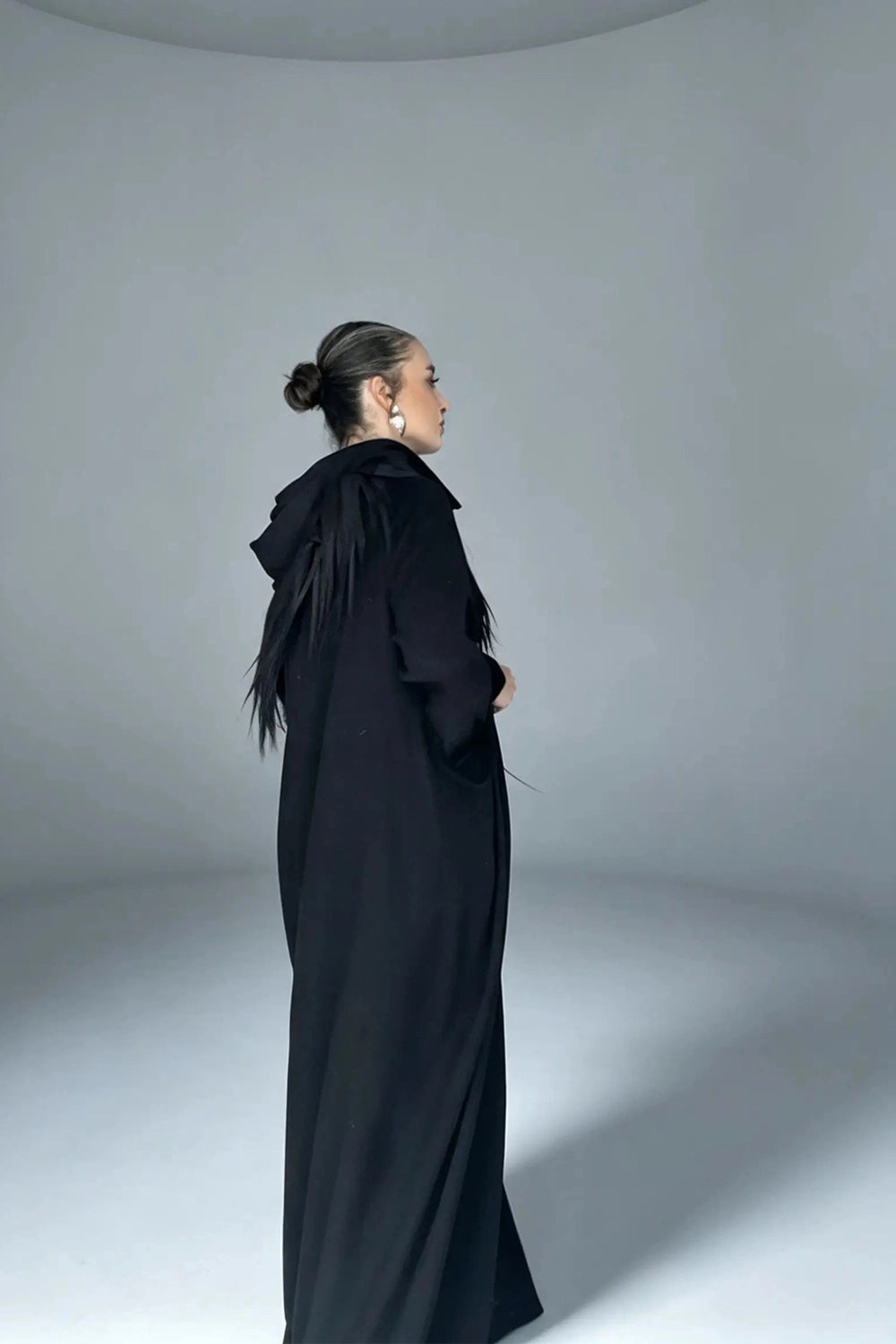 KERO FRINGED AVANTGARDE COLLAR CAFTAN DRESS