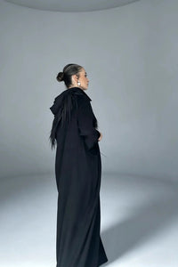 KERO FRINGED AVANTGARDE COLLAR CAFTAN DRESS