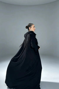 KERO FRINGED AVANTGARDE COLLAR CAFTAN DRESS