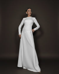 Burcu Aslan Dress LARA WHITE DEEP LEG SLIT DRESS