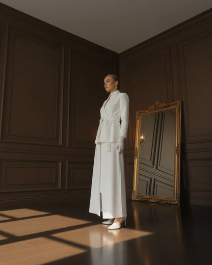 Burcu Aslan Jacket NOKITA WHITE LONG MODERN ABAYA