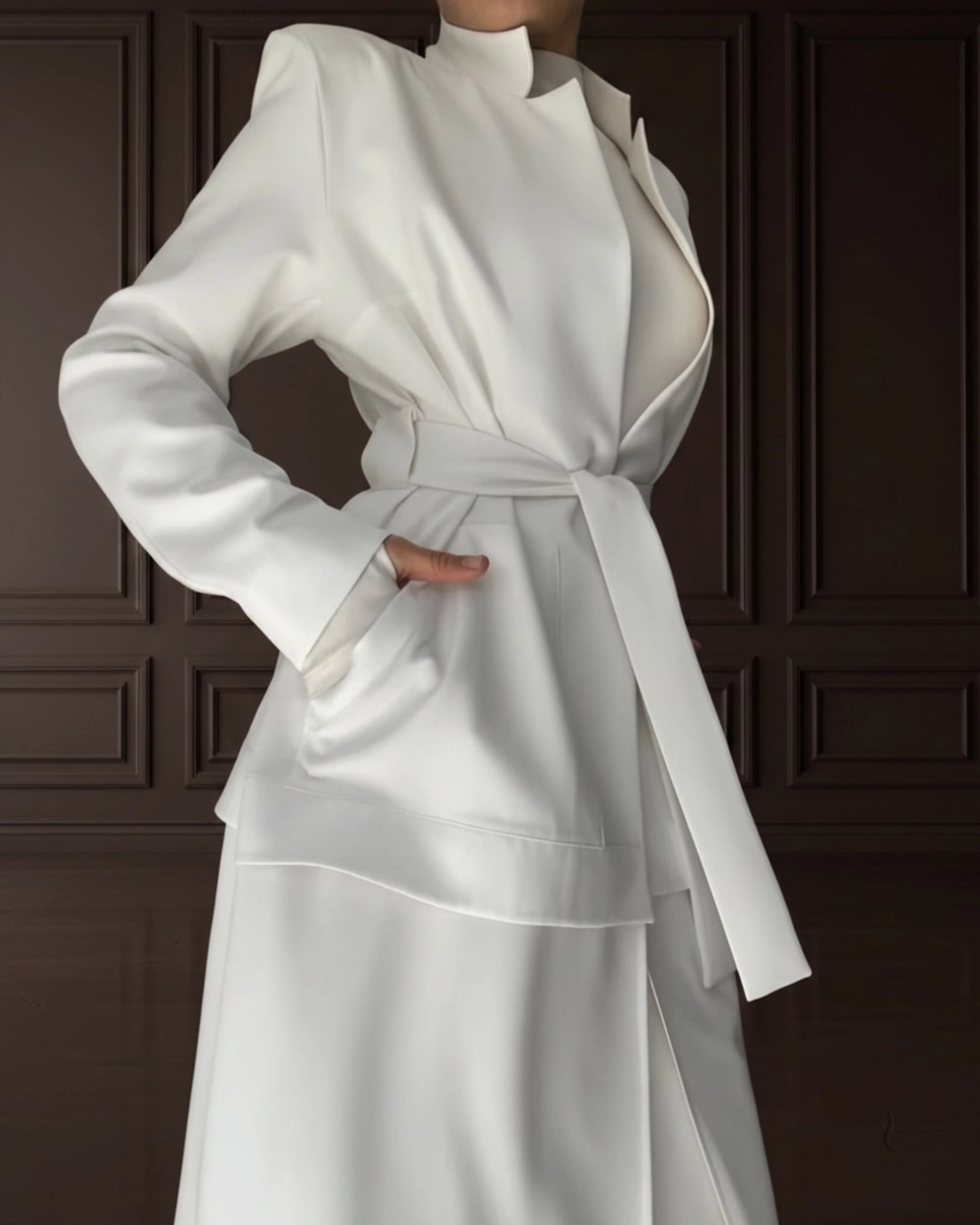 Burcu Aslan Jacket NOKITA WHITE LONG MODERN ABAYA
