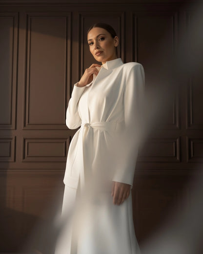 Burcu Aslan Jacket NOKITA WHITE LONG MODERN ABAYA