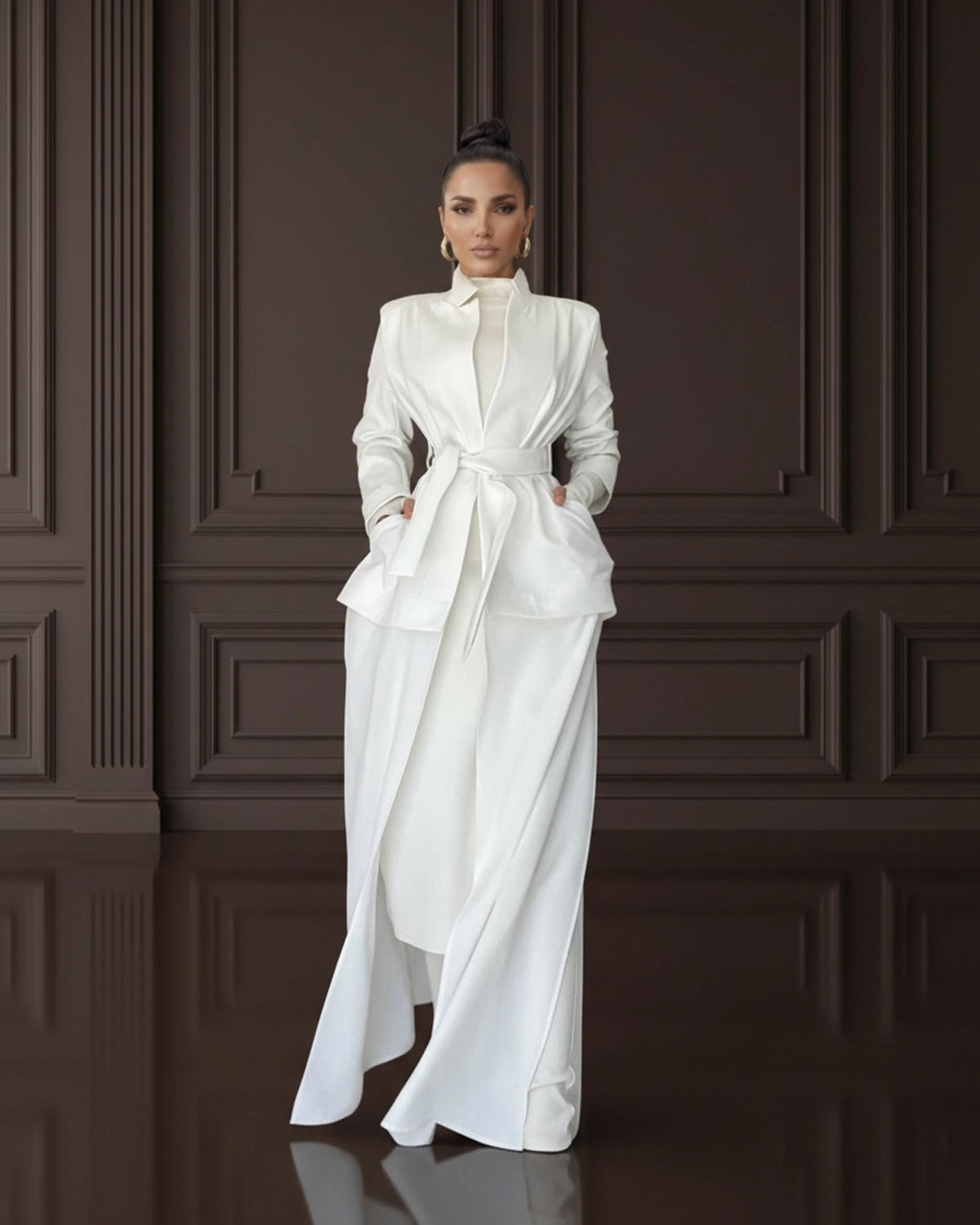 Burcu Aslan Jacket NOKITA WHITE LONG MODERN ABAYA