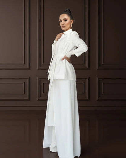 Burcu Aslan Jacket NOKITA WHITE LONG MODERN ABAYA