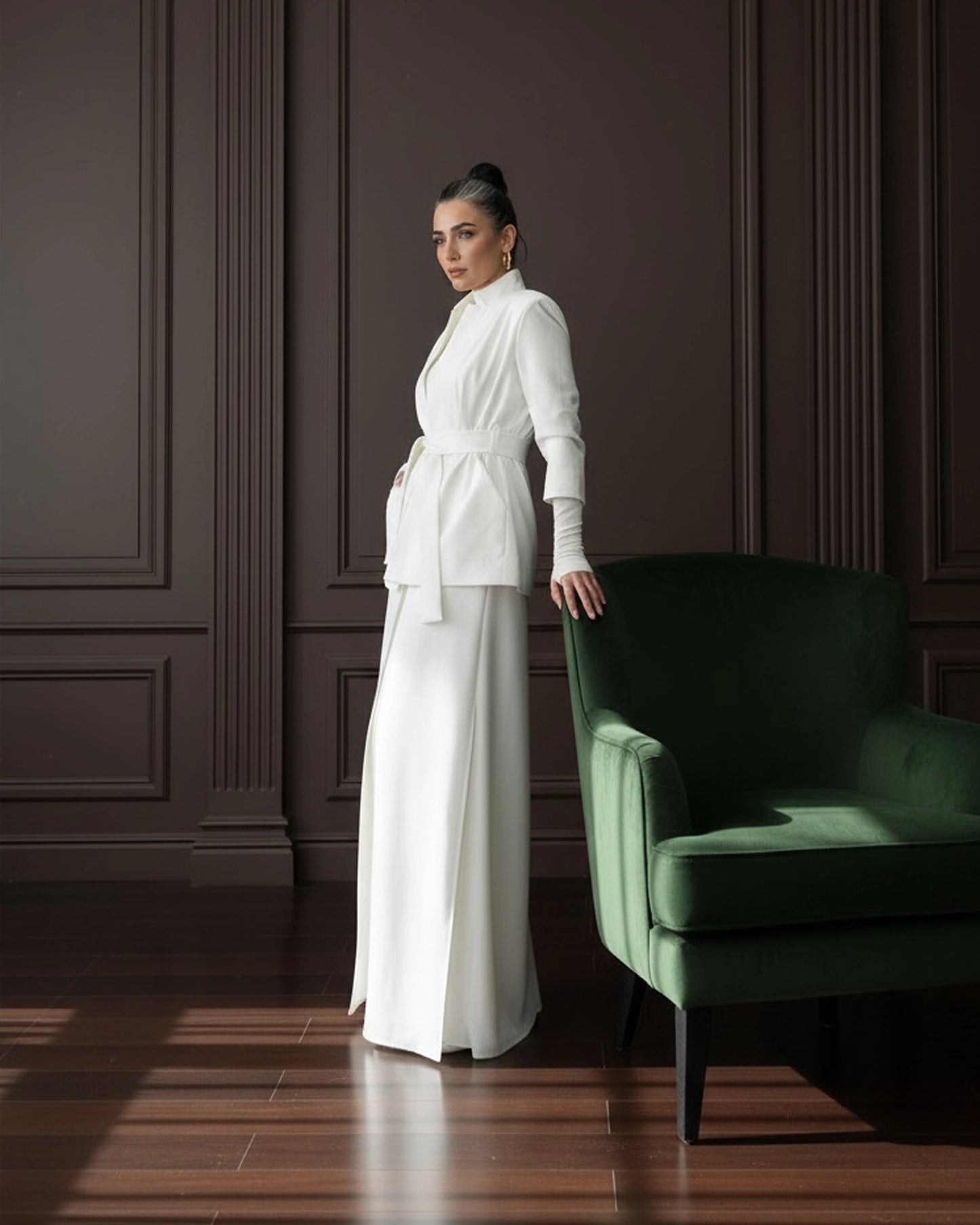 Burcu Aslan Jacket NOKITA WHITE LONG MODERN ABAYA