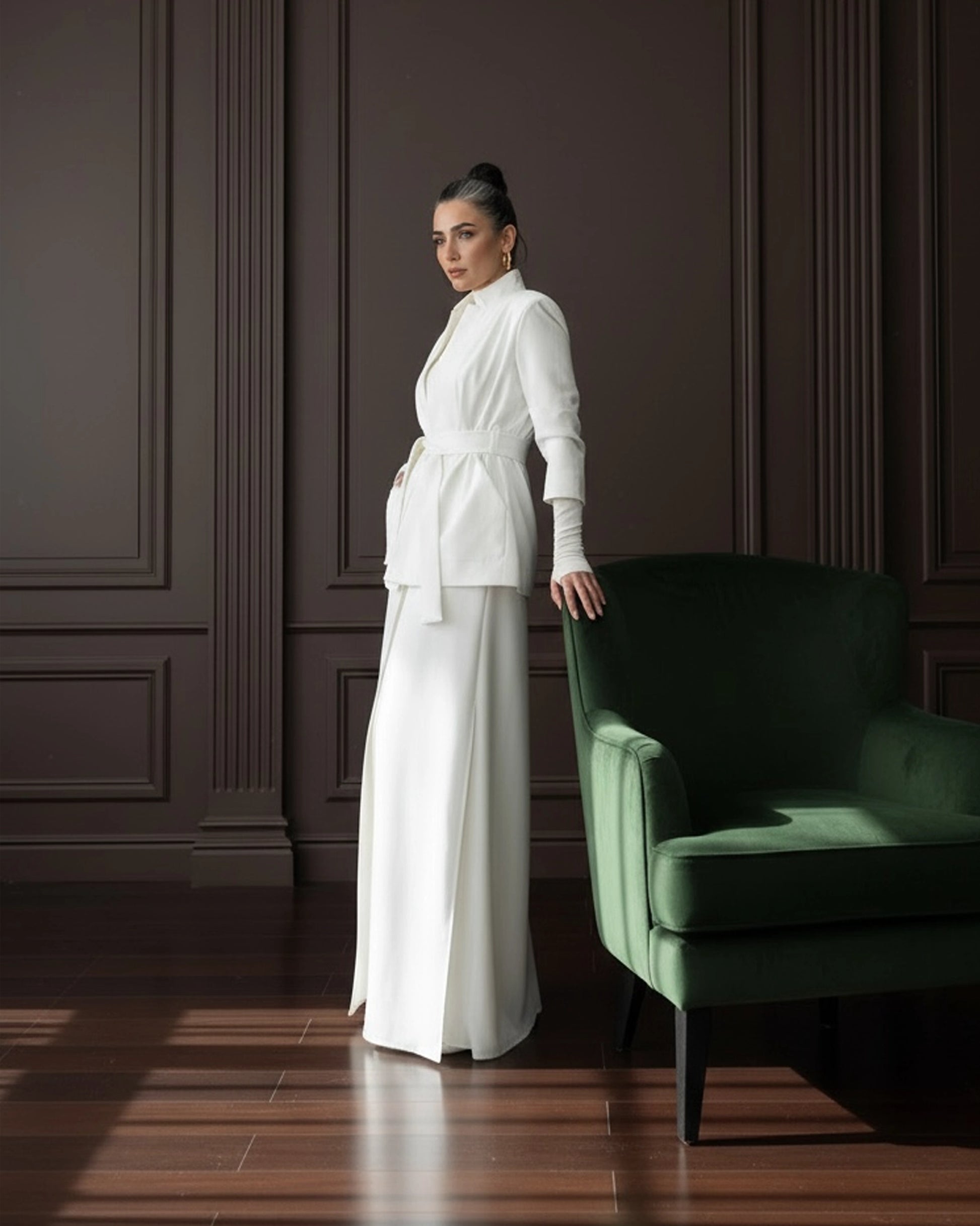 Burcu Aslan Jacket NOKITA WHITE LONG MODERN ABAYA