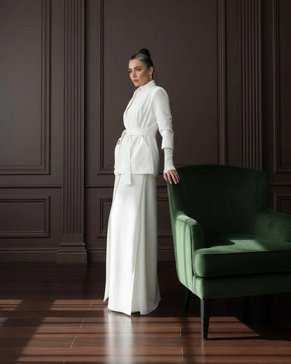 Burcu Aslan Jacket NOKITA WHITE LONG MODERN ABAYA