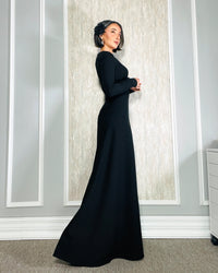 Burcu Aslan Dress NEPU BLACK DEEP LEG SLIT DRESS