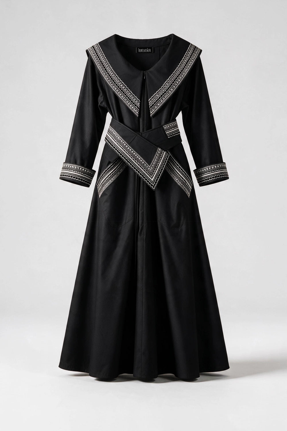 OKU BLACK COTTON WEDDING / PARTY DRESS & BELT COMBINATION
