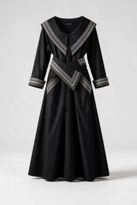 OKU BLACK COTTON WEDDING / PARTY DRESS & BELT COMBINATION