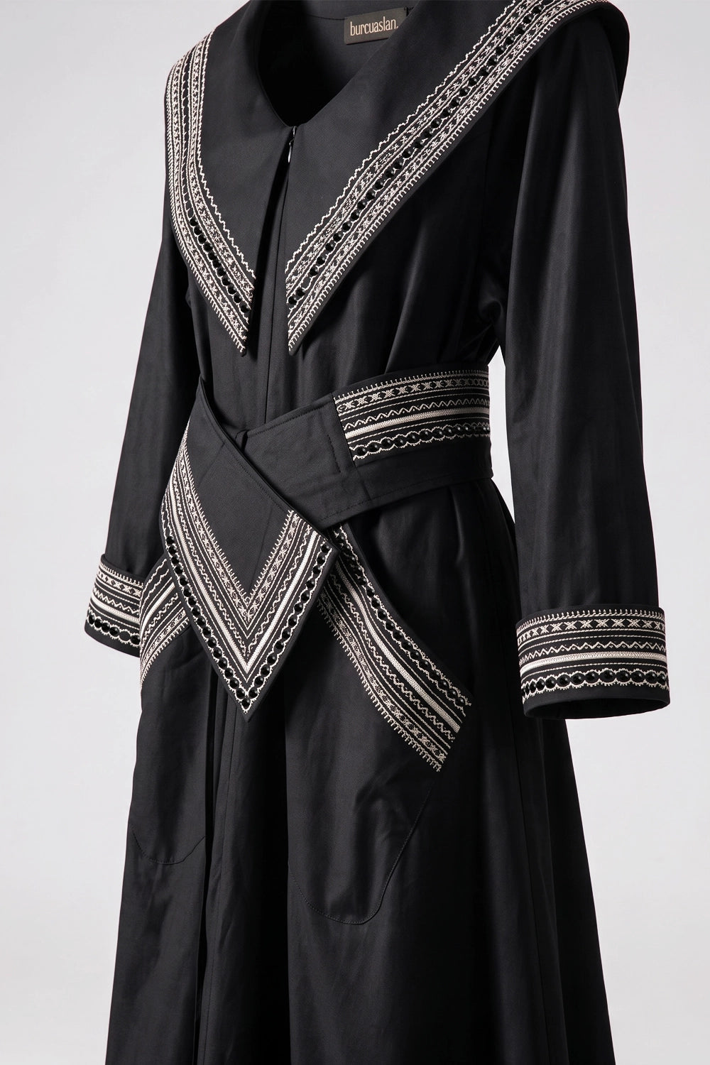 OKU BLACK COTTON WEDDING / PARTY DRESS & BELT COMBINATION
