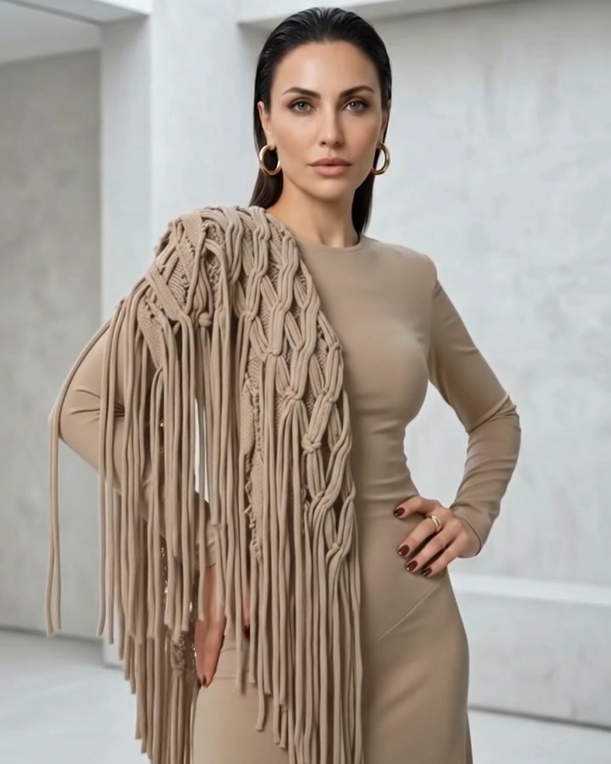 Burcu Aslan Shawl API FRINGED HANDMADE SHOLDER SHAWL/ ACCESSORIES/ NECKLACE