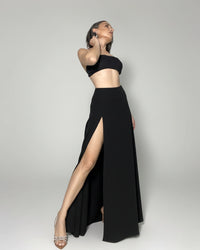 Burcu Aslan Skirt PESEN DEEP LEG SLIT SKIRT