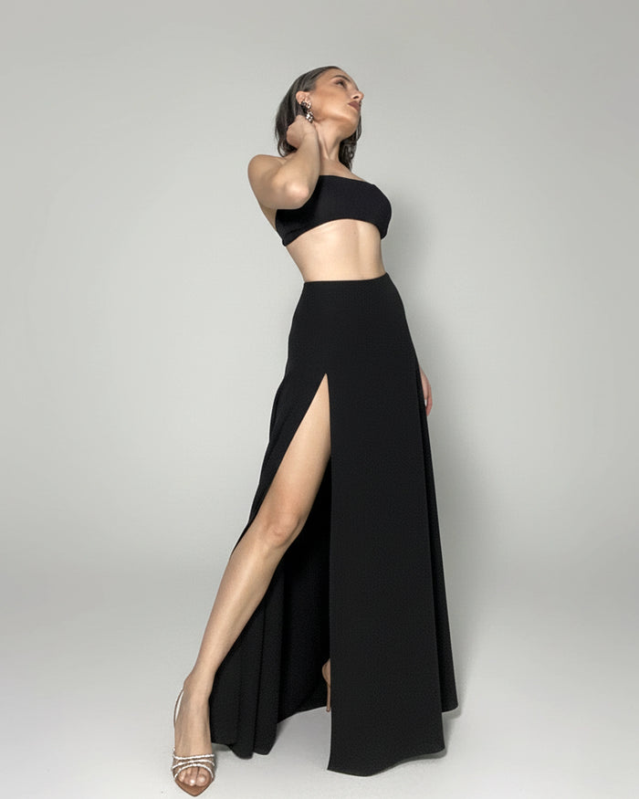 Burcu Aslan Skirt PESEN DEEP LEG SLIT SKIRT