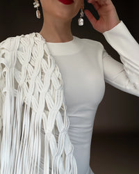 Burcu Aslan Shawl POLE FRINGED HANDMADE SHOLDER SHAWL/ ACCESSORIES/ NECKLACE