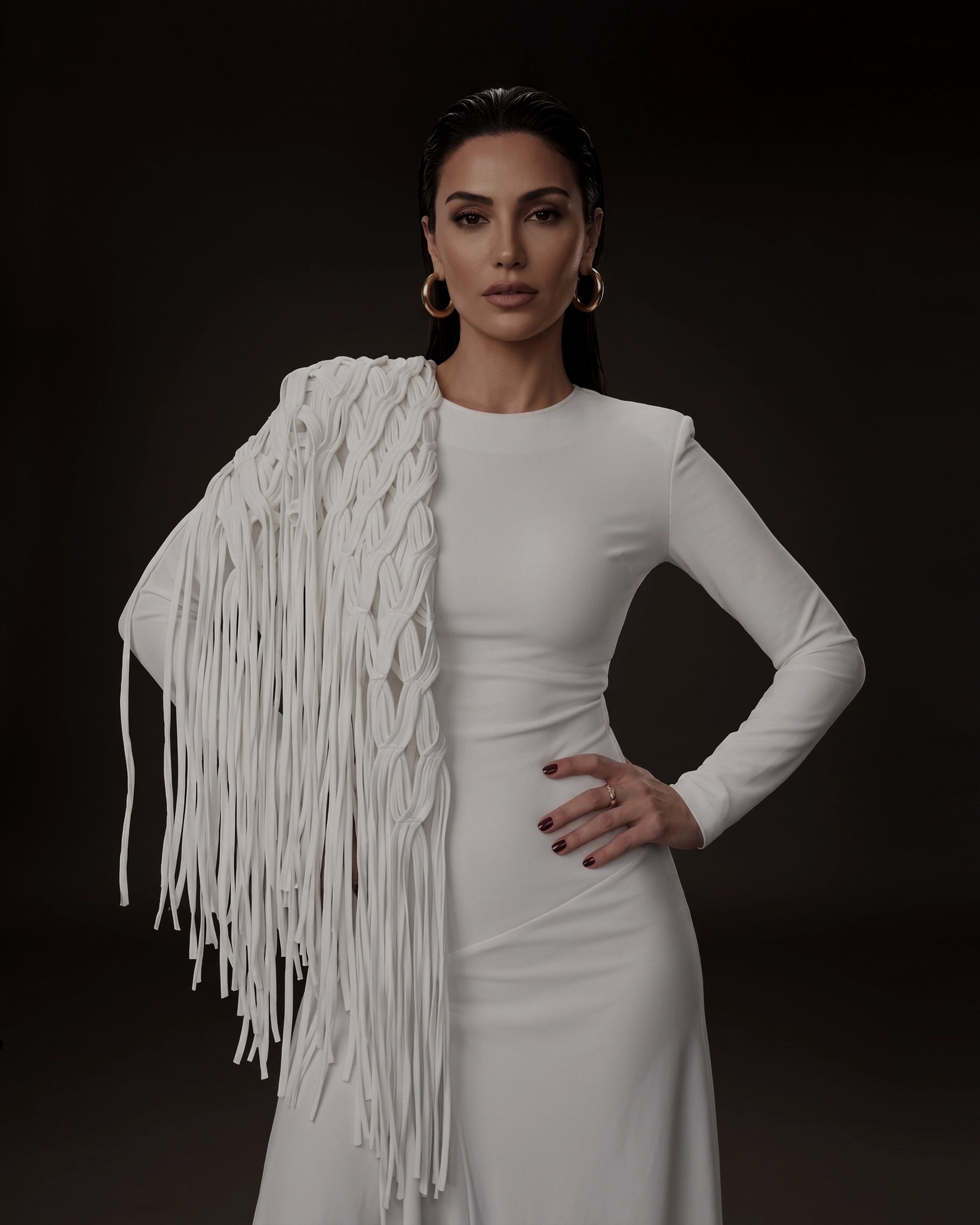 Burcu Aslan Shawl POLE FRINGED HANDMADE SHOLDER SHAWL/ ACCESSORIES/ NECKLACE