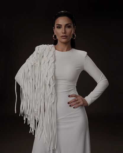 Burcu Aslan Shawl POLE FRINGED HANDMADE SHOLDER SHAWL/ ACCESSORIES/ NECKLACE
