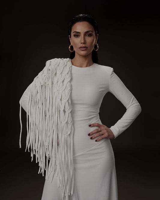 Burcu Aslan Shawl POLE FRINGED HANDMADE SHOLDER SHAWL/ ACCESSORIES/ NECKLACE