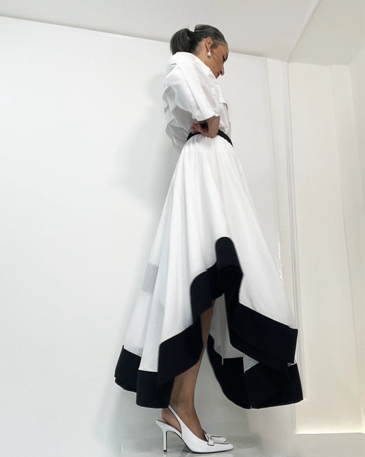 Burcu Aslan Skirt REBE DOUBLE LAYER COTTON LONG SKIRT