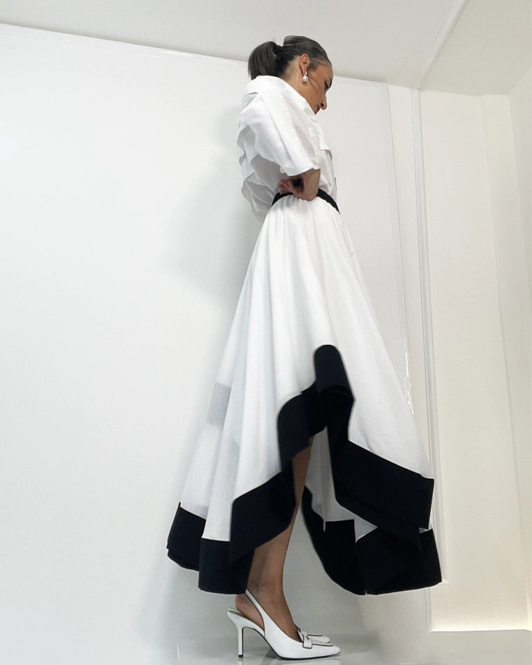 Burcu Aslan Skirt REBE DOUBLE LAYER COTTON LONG SKIRT