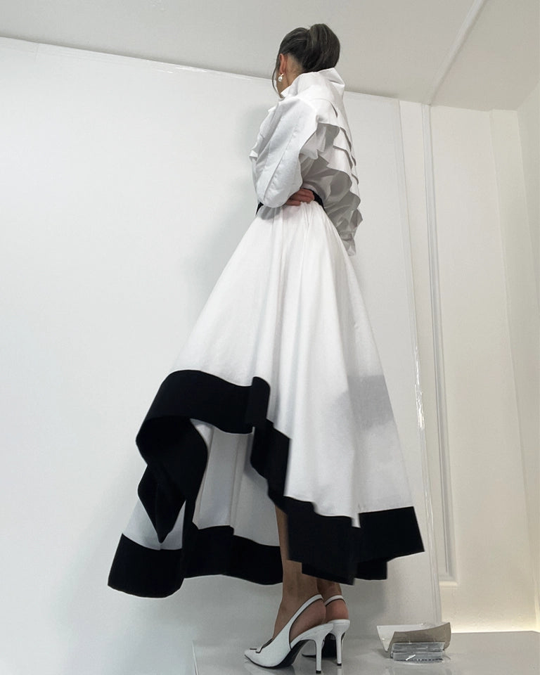 Burcu Aslan Skirt REBE DOUBLE LAYER COTTON LONG SKIRT