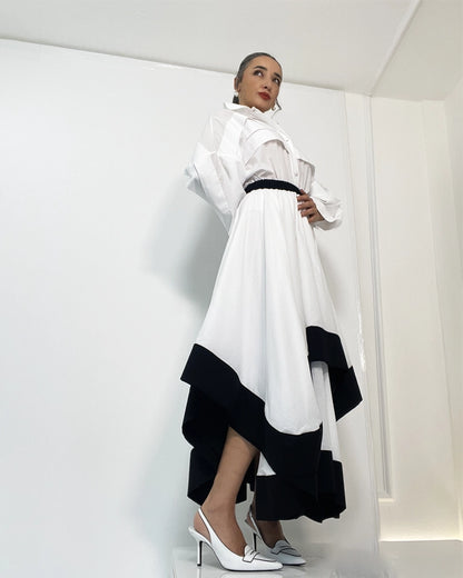 Burcu Aslan Skirt REBE DOUBLE LAYER COTTON LONG SKIRT