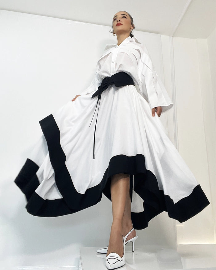 Burcu Aslan Skirt REBE DOUBLE LAYER COTTON LONG SKIRT