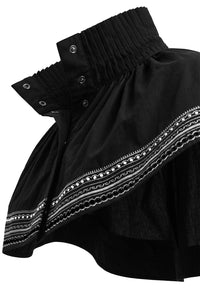 ROVA HIGH NECK CRYSTAL WHITE EMBROIDERED  BLACK CAPE