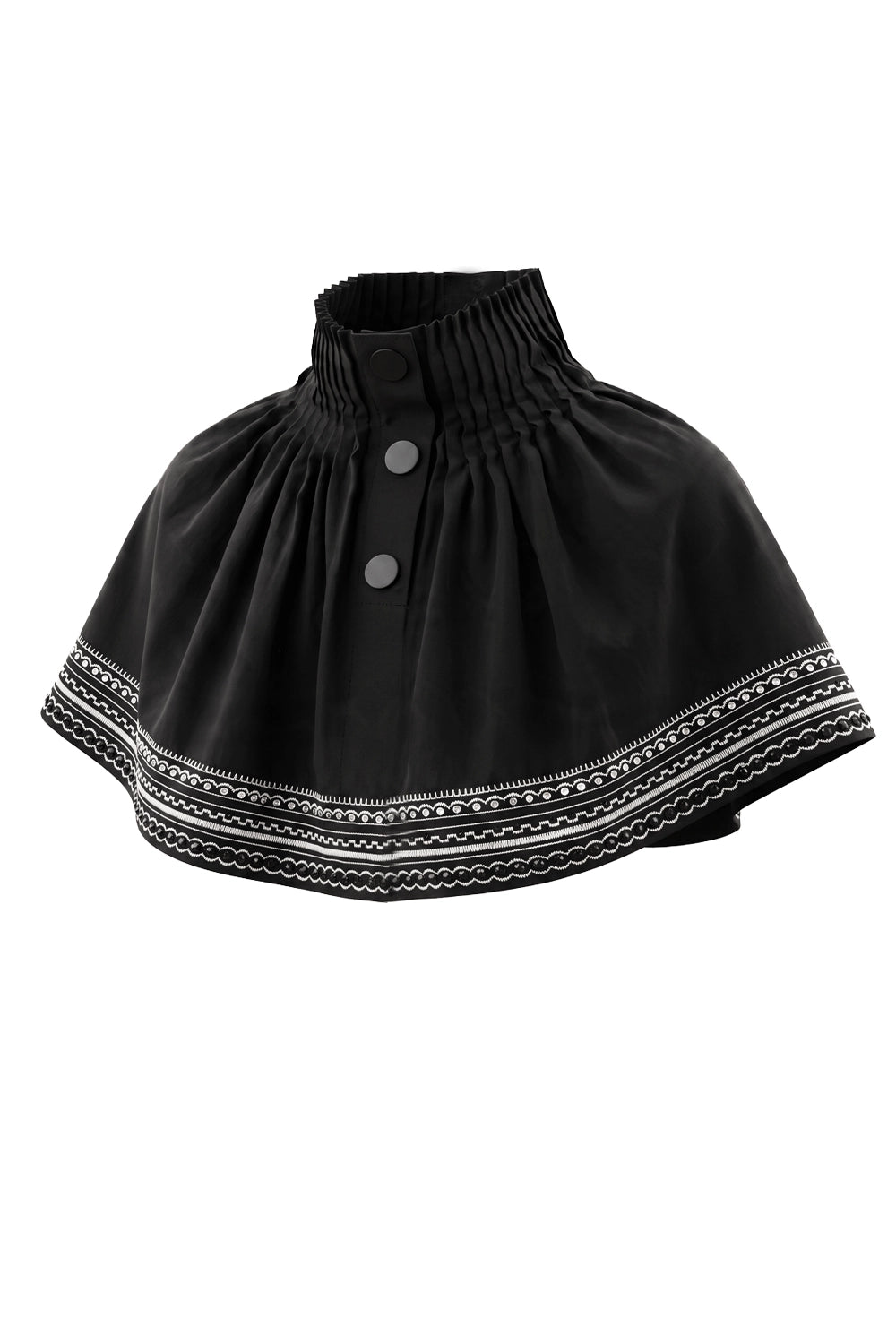 ROVA HIGH NECK CRYSTAL WHITE EMBROIDERED  BLACK CAPE